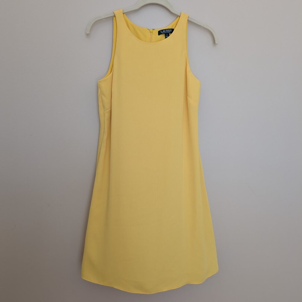 Ralph Lauren bright yellow sleeveless trapeze shift mini dress Size 2